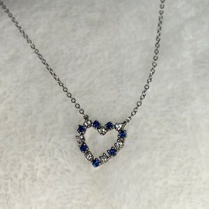 14K Diamond and Sapphire heart pendant
